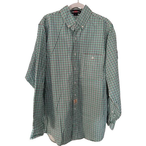 Bocomal Mens Flame Resistant 6.5oz Plaid Button Front Collared Shirt Size Large - Picture 10 of 13